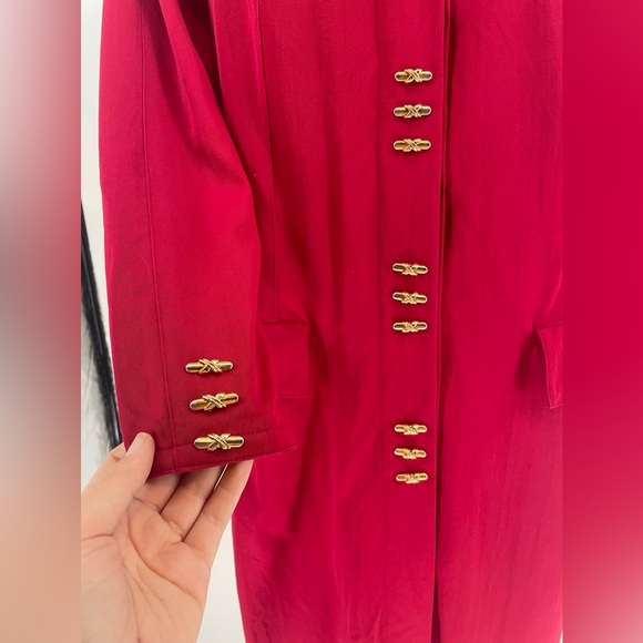 VTG 1980s Cranberry Long Sleeve Wool Shift Midi Dress / Blazer Dress - Picture 4 of 16